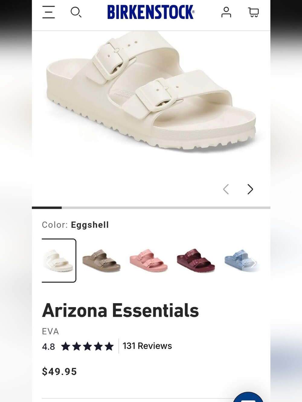 Birkenstock Eggshell Arizona Essentials Two-Strap Sandal